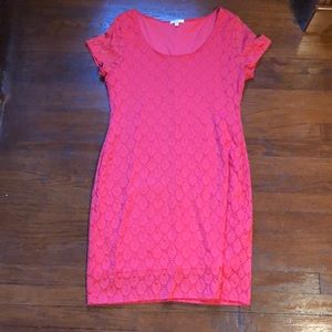 coral short sleeve dress. comfortable. worn once